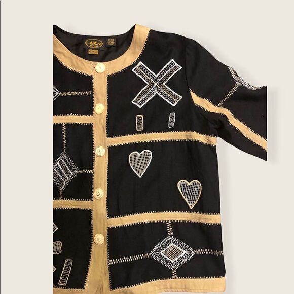 Flax Allure shacket type embroidered patchwork womens top art to wear - Picture 6 of 13